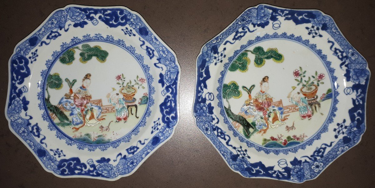 Pair Of Chinese Famille Rose Plates, China, Qianlong Period