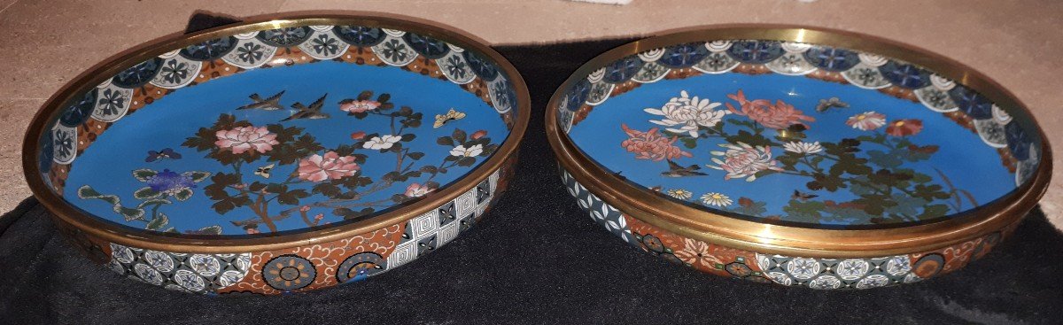 Large Japanese Round Cloisonné Enamel Box, Meiji Era Japan-photo-3