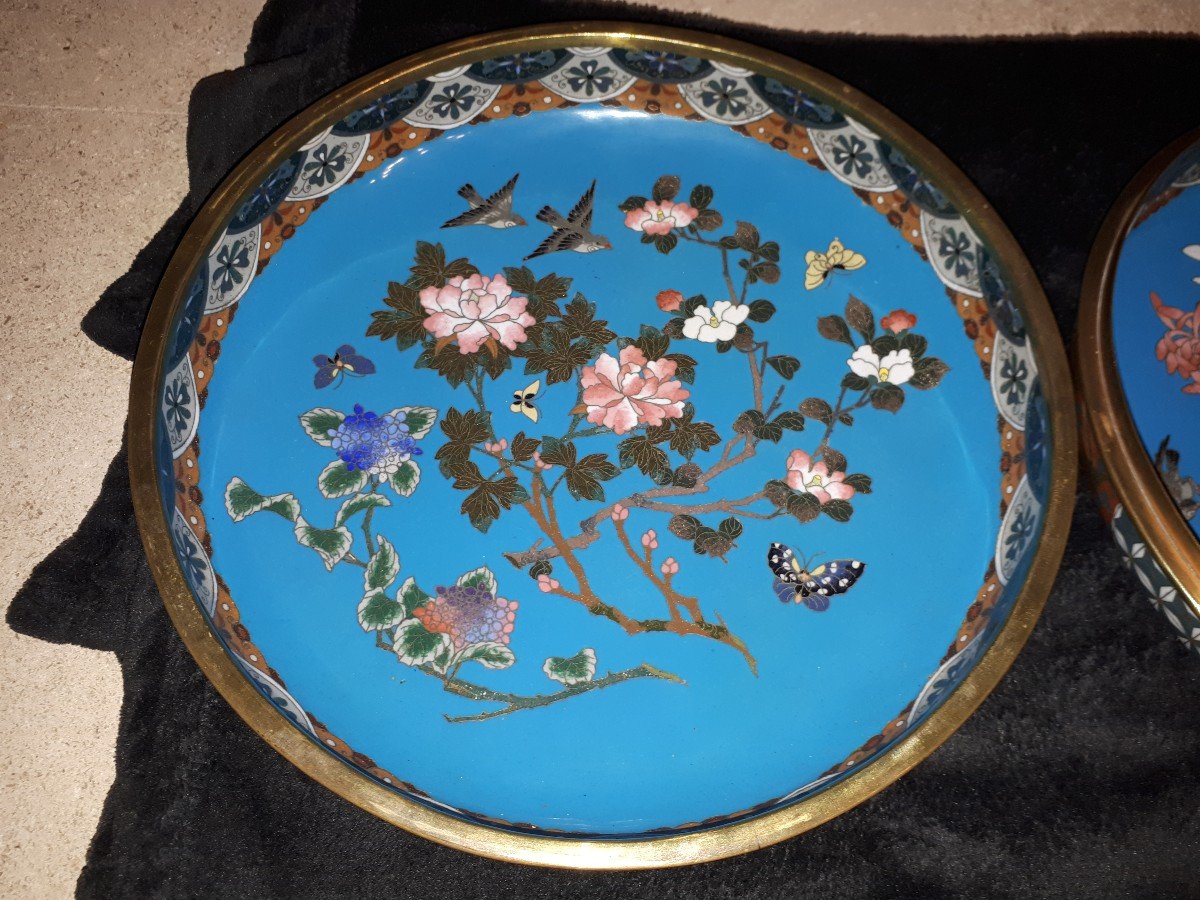 Large Japanese Round Cloisonné Enamel Box, Meiji Era Japan-photo-4