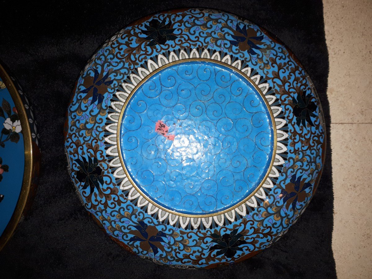 Large Japanese Round Cloisonné Enamel Box, Meiji Era Japan-photo-4