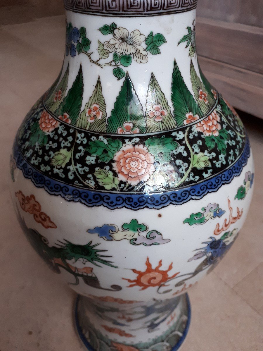 Vase Chinois Kangxi Famille Verte, Chine Dynastie Qing-photo-3