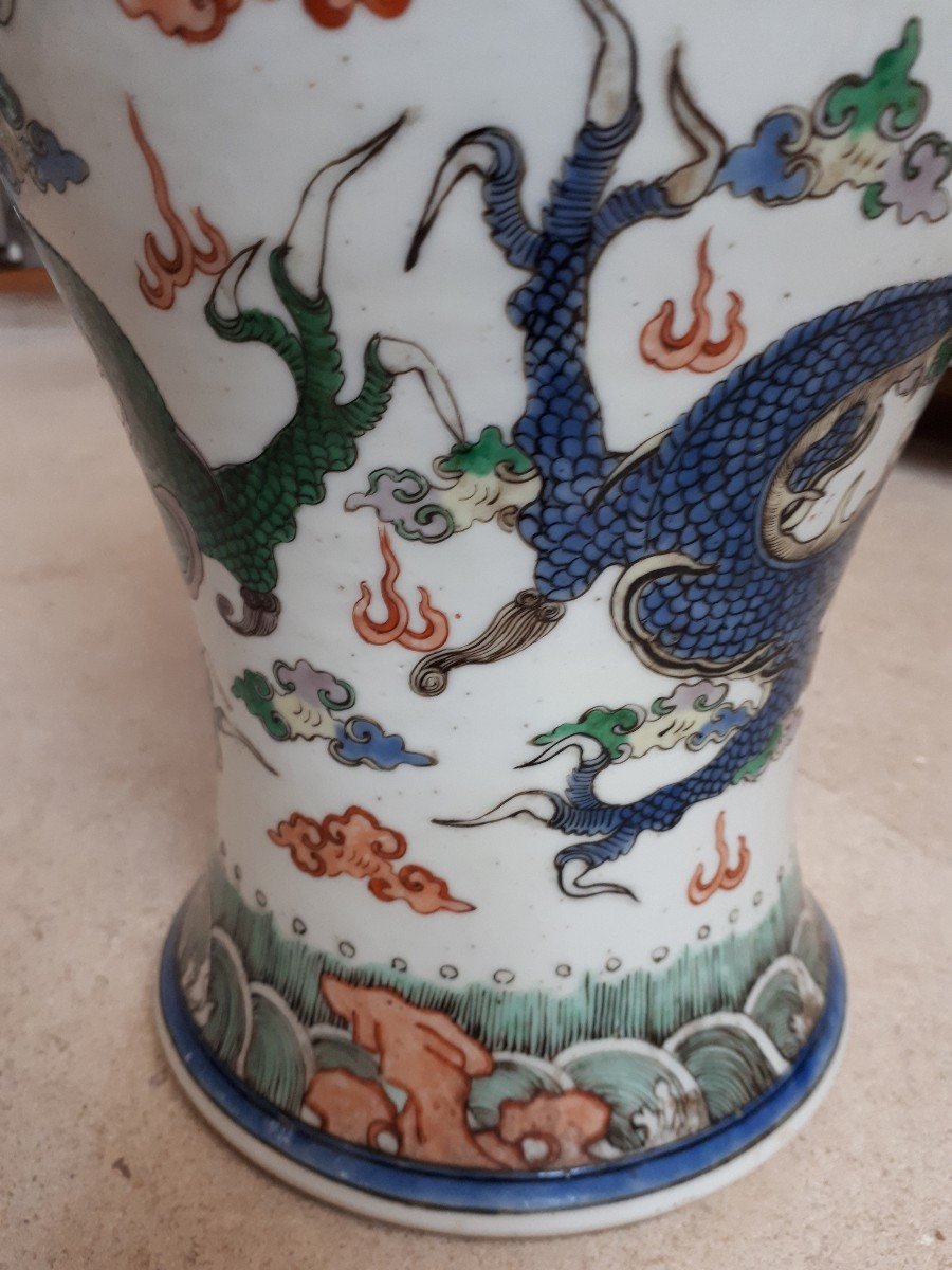 Vase Chinois Kangxi Famille Verte, Chine Dynastie Qing-photo-4