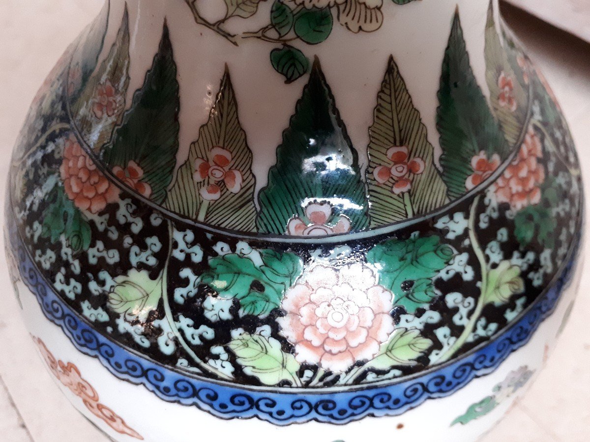 Vase Chinois Kangxi Famille Verte, Chine Dynastie Qing-photo-1