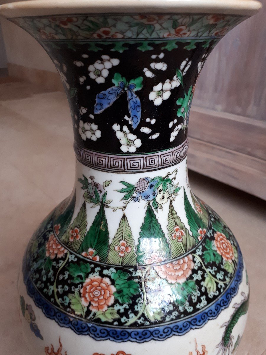 Vase Chinois Kangxi Famille Verte, Chine Dynastie Qing-photo-2