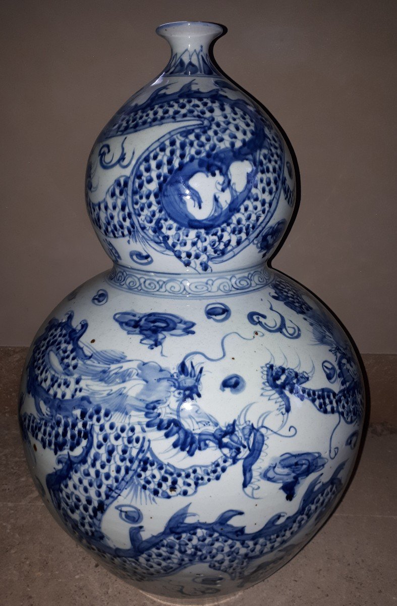 Vase Double Gourde Chinois, Chine Fin De La Dynastie Qing-photo-2