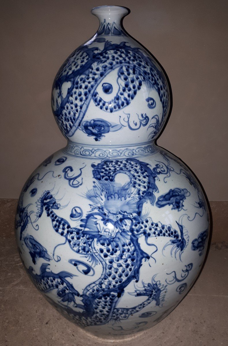 Vase Double Gourde Chinois, Chine Fin De La Dynastie Qing