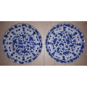 Pair Of Chinese Blue And White Plates, Kangxi Period China