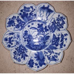 Chinese Blue And White Lotus Flower Plate, Kangxi Period China