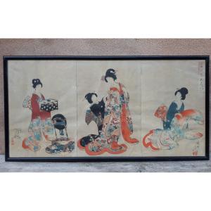 Two Original Woodblock Prints By Chikanobu Yoshu, Japan Meiji Era