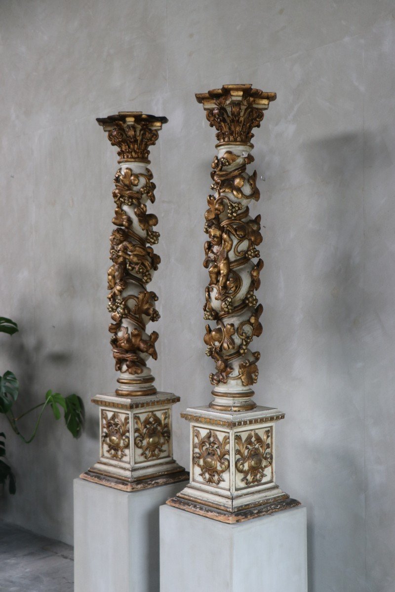 Grand Paire De Colonnes en Bois -photo-5