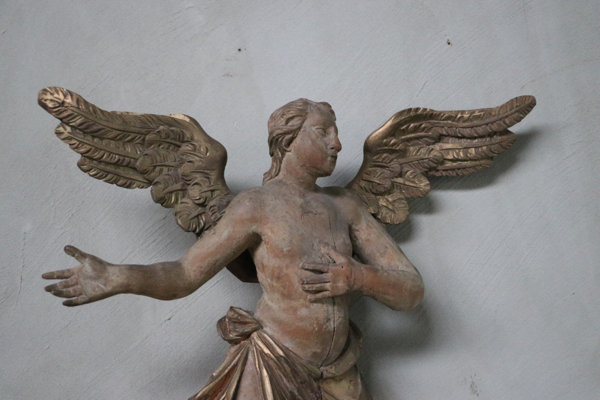 Pair Of Carved Wooden Angels-photo-4