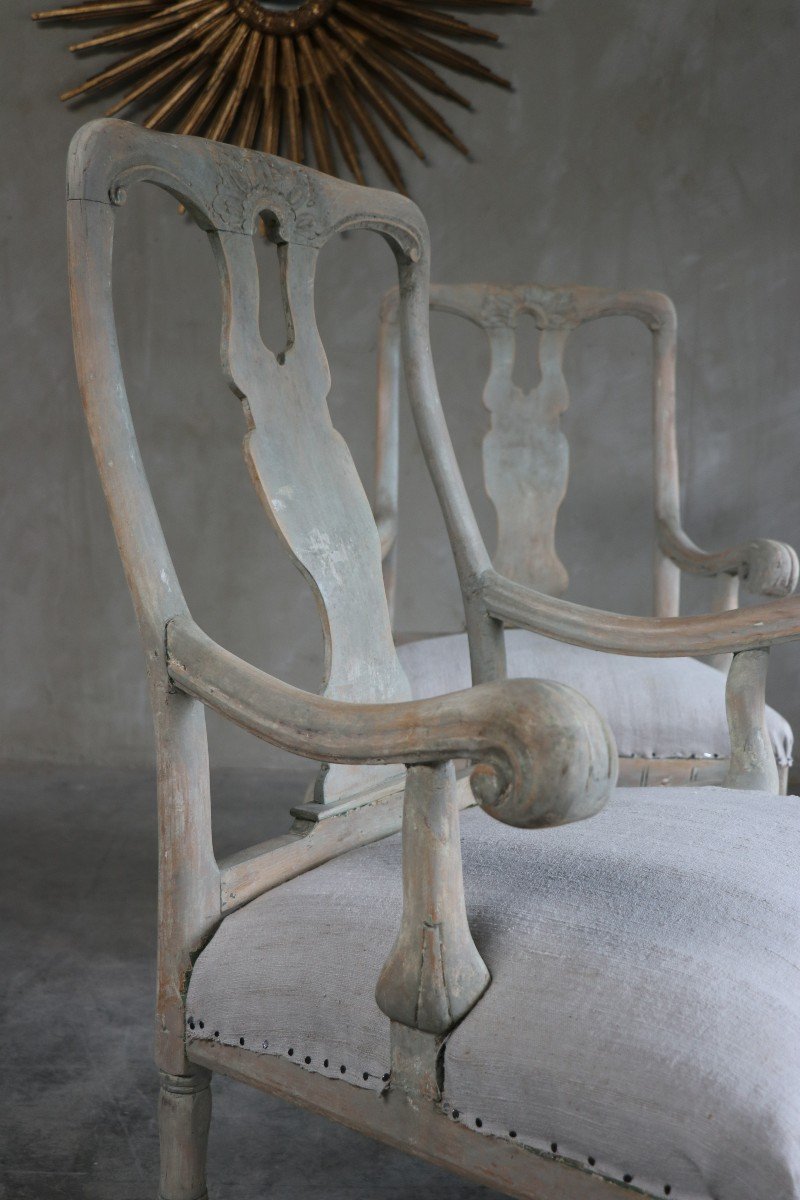 Paire De Fauteuils Gustavienne -photo-3