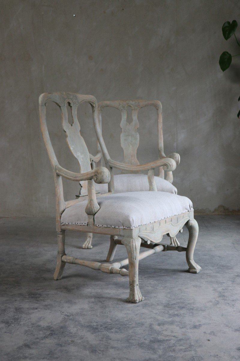 Paire De Fauteuils Gustavienne -photo-8