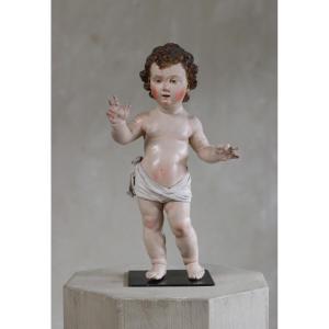 Neapolitan Carved Wooden Child Statue