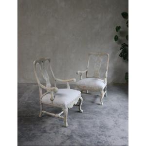 Paire De Fauteuils Gustavienne 