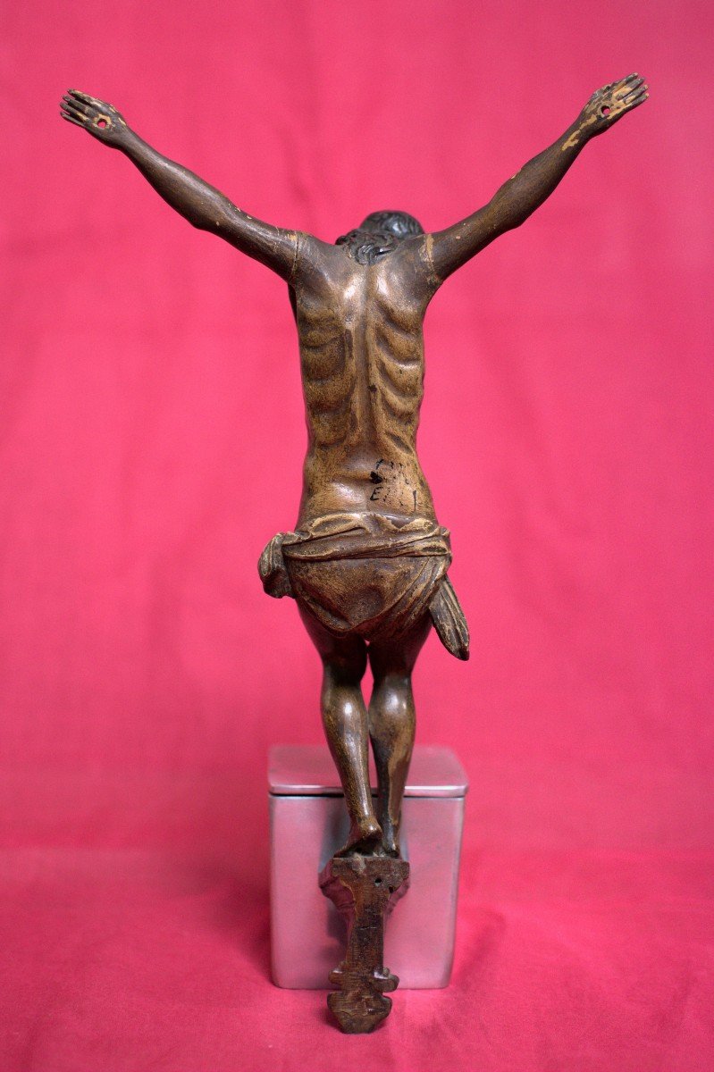 Christ En Bois Polychrome - XVIIe Siècle 17e - Haute époque - Corpus Christi - Crucifix -photo-3