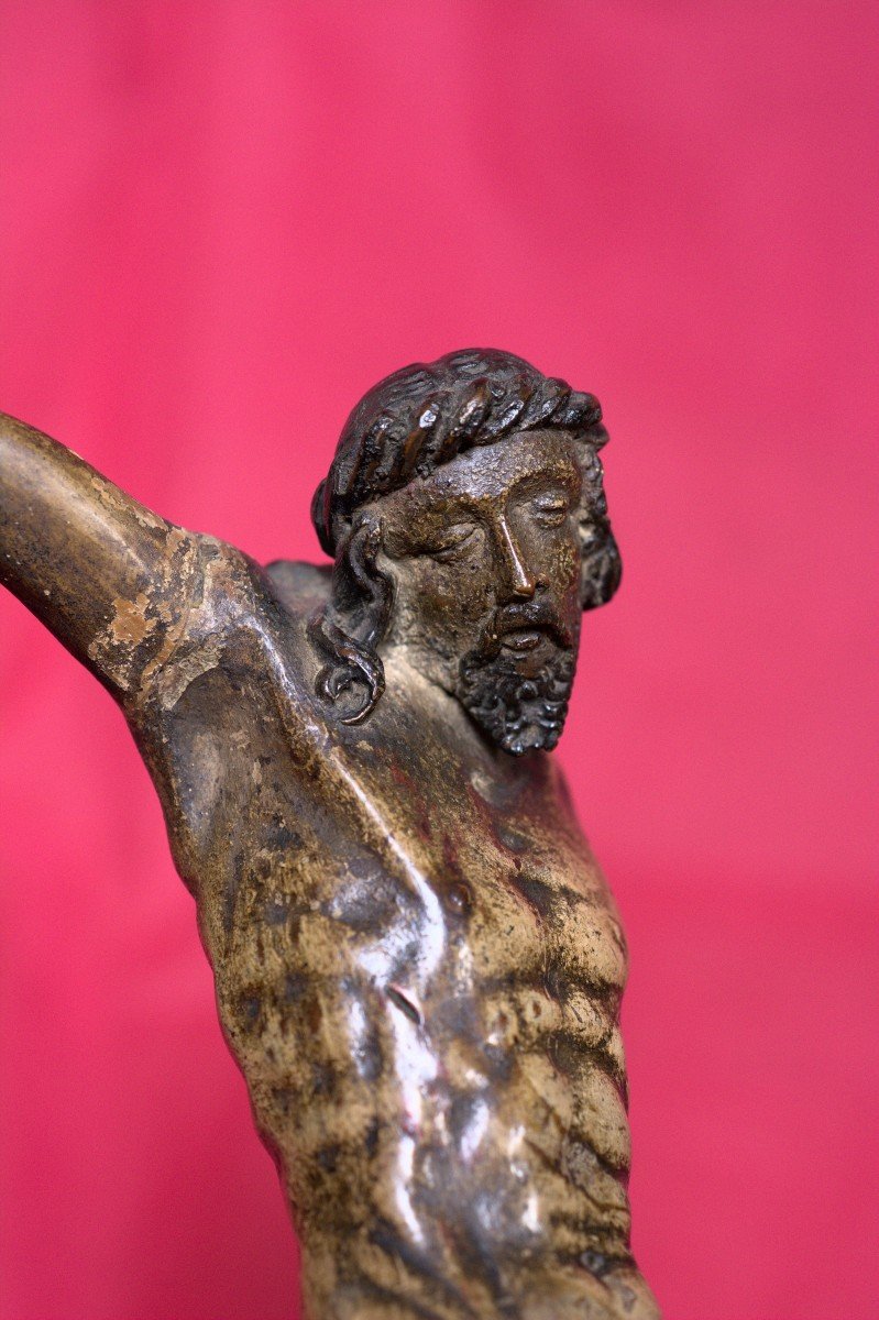 Christ En Bois Polychrome - XVIIe Siècle 17e - Haute époque - Corpus Christi - Crucifix -photo-3