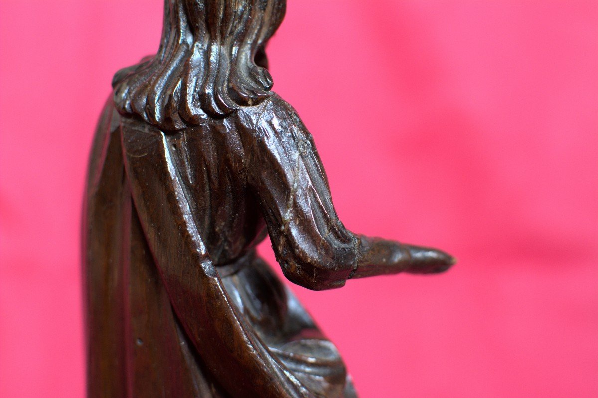 Wood Statuette - Christ Or Saint - 18th Century - Religious Statue Sculpture-photo-6