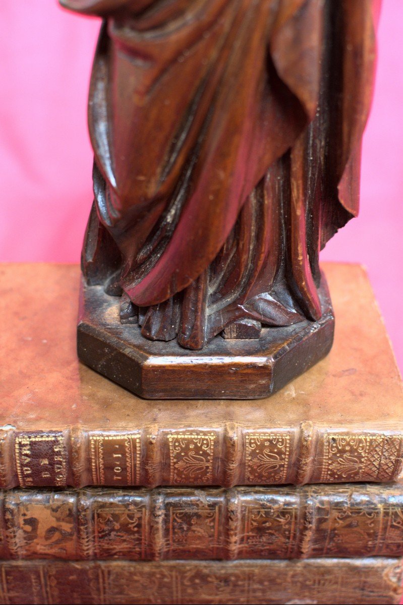 Wood Statuette - Christ Or Saint - 18th Century - Religious Statue Sculpture-photo-7