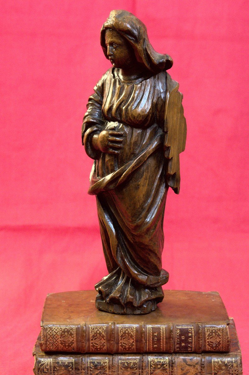 Statuette En Bois - Sainte Femme Ou Vierge - 17e XVIIe Siècle 17 - Statue Religieuse Sculpture-photo-3