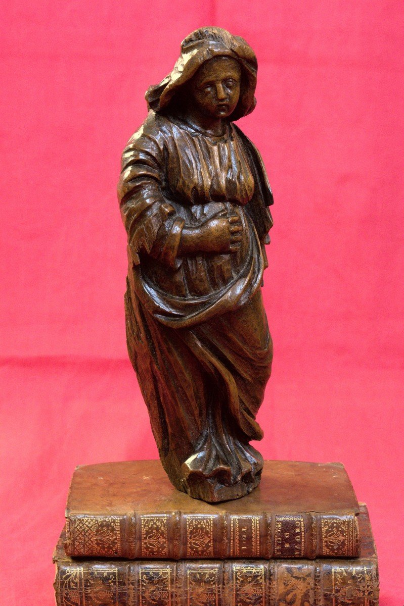 Statuette En Bois - Sainte Femme Ou Vierge - 17e XVIIe Siècle 17 - Statue Religieuse Sculpture