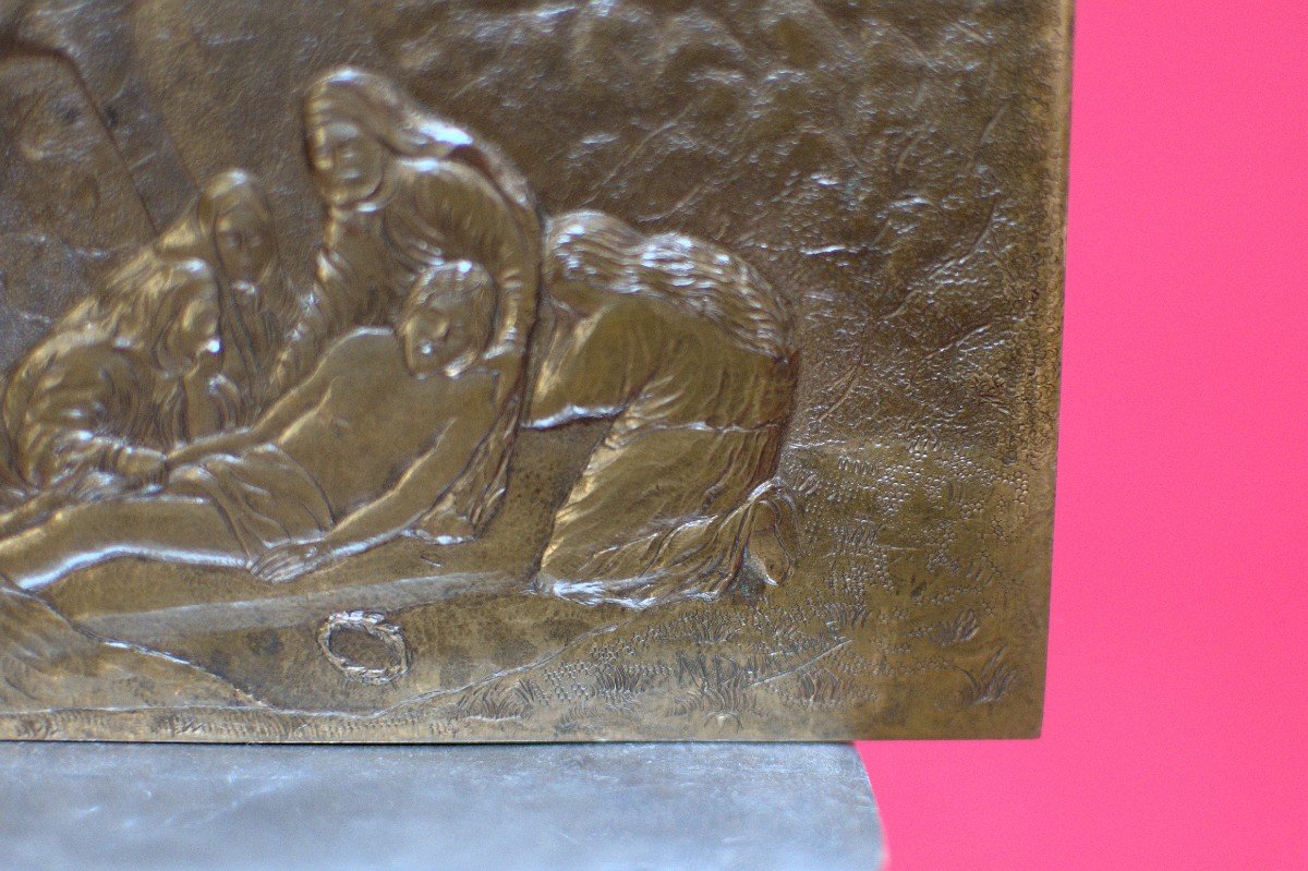 Plaquette En Bronze - La Mise Au Tombeau Du Christ - XXe 20e Siècle - Art Religieux 20-photo-3