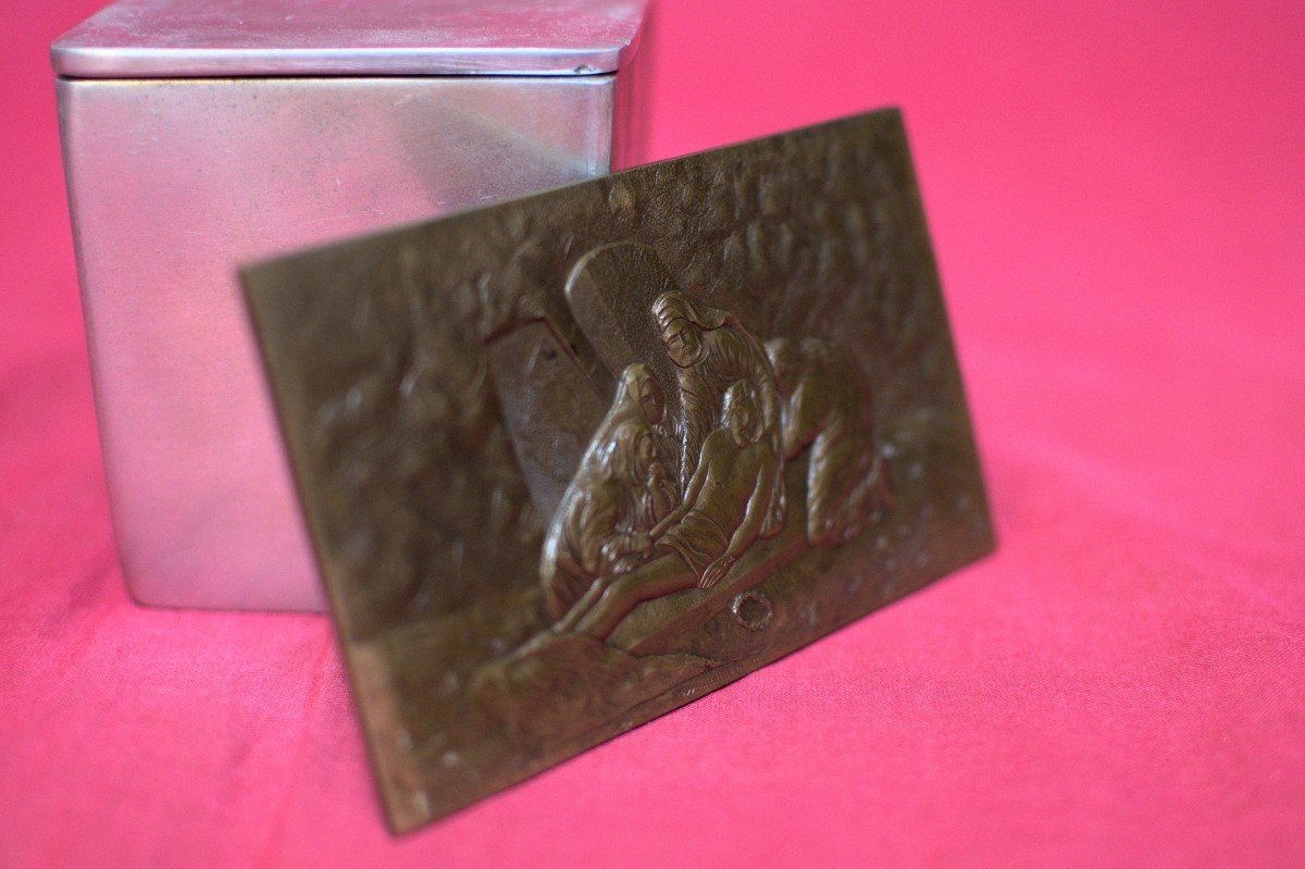 Bronze Plaquette - The Entombment Of Christ - 20th Century - Religious Art 20-photo-1