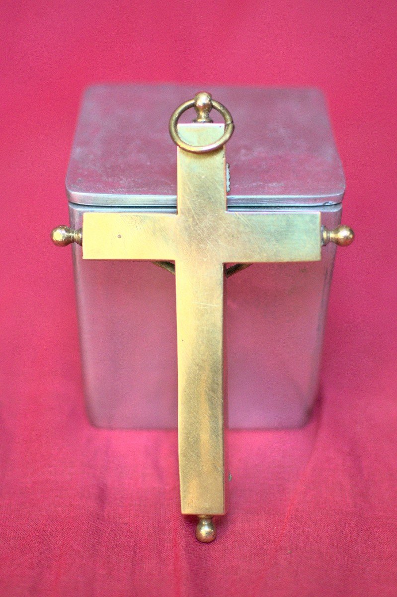 Croix Reliquaire En Bronze - Avec Cachet Episcopal - Reliques -  XIXe 19e Siècle 19 Religieux-photo-7