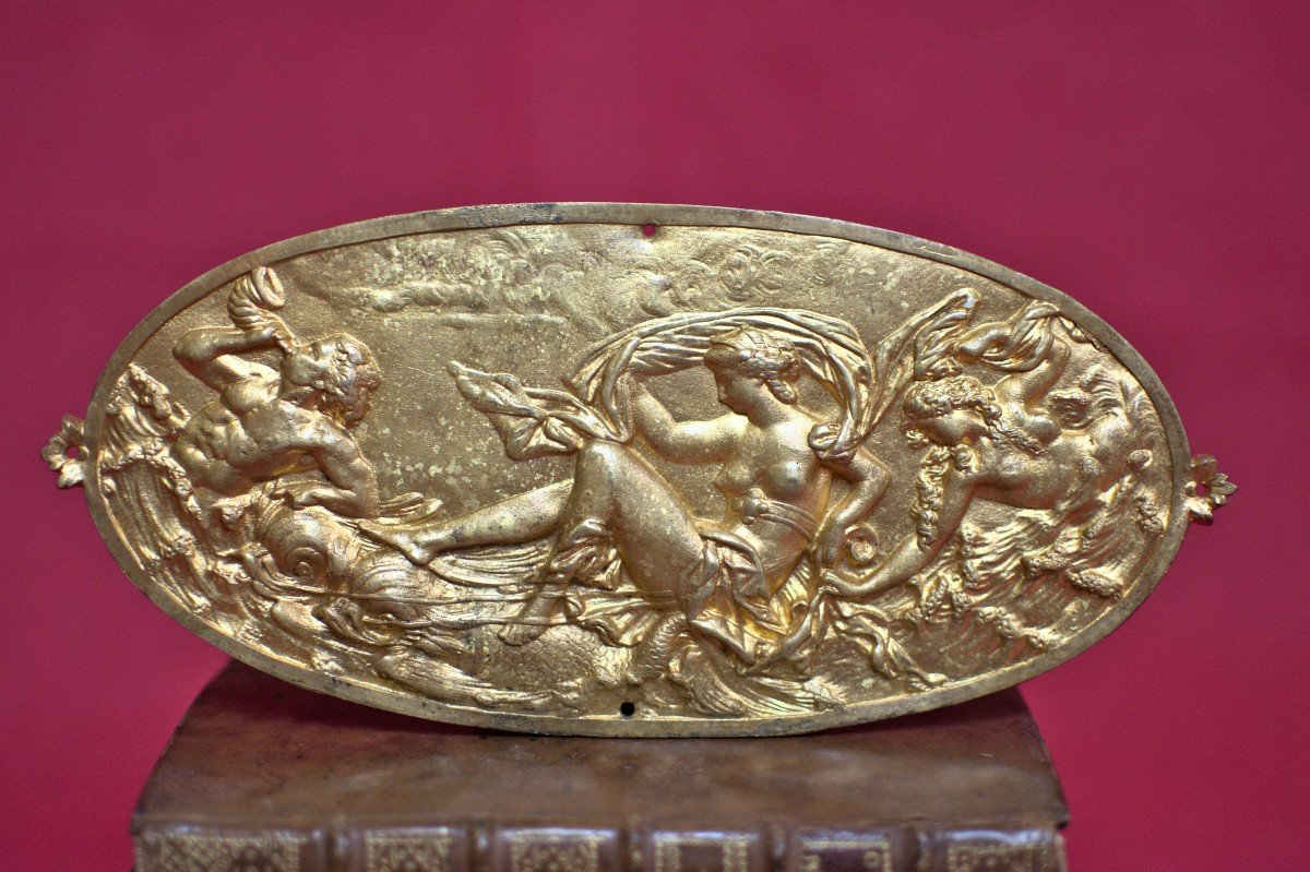 Gilded Bronze Plaquette - Amphitrite & Triton - 19th Century - 19 Sculpture