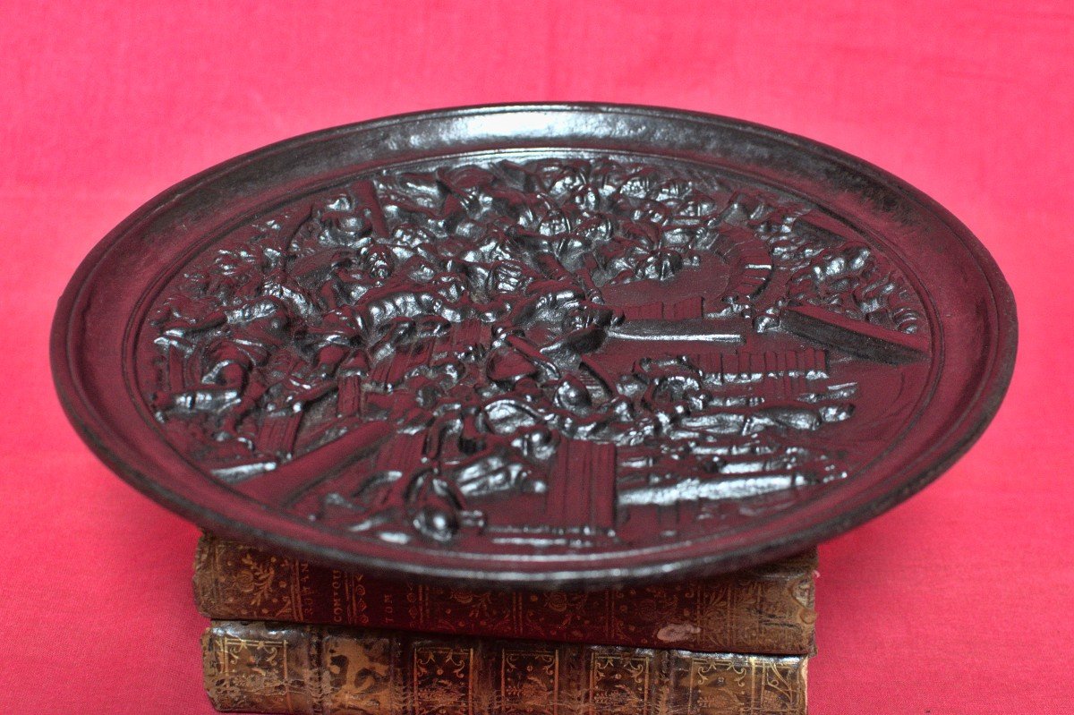 Renaissance Style Bas-relief - Cast Iron - The Sacking Of Troy - 19th Century 19 Plaquette-photo-3