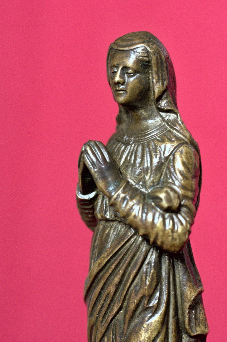 Virgin From A Procession Pole - Bronze - 18th  Century - Religious Art Sculpture 18 -photo-2