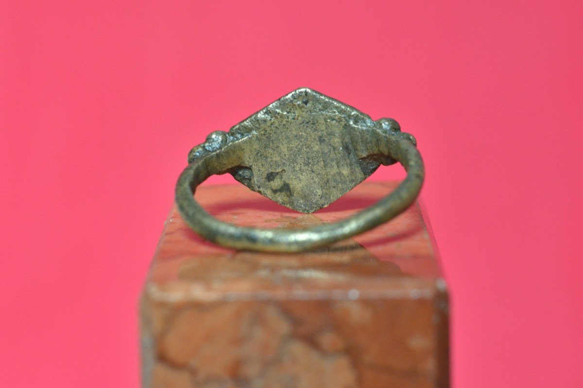 Merovingian Signet Ring - Bronze - Seal - 6th 7th Century - Medieval Haute Epoque-photo-2