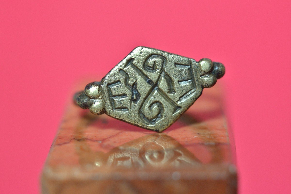 Merovingian Signet Ring - Bronze - Seal - 6th 7th Century - Medieval Haute Epoque