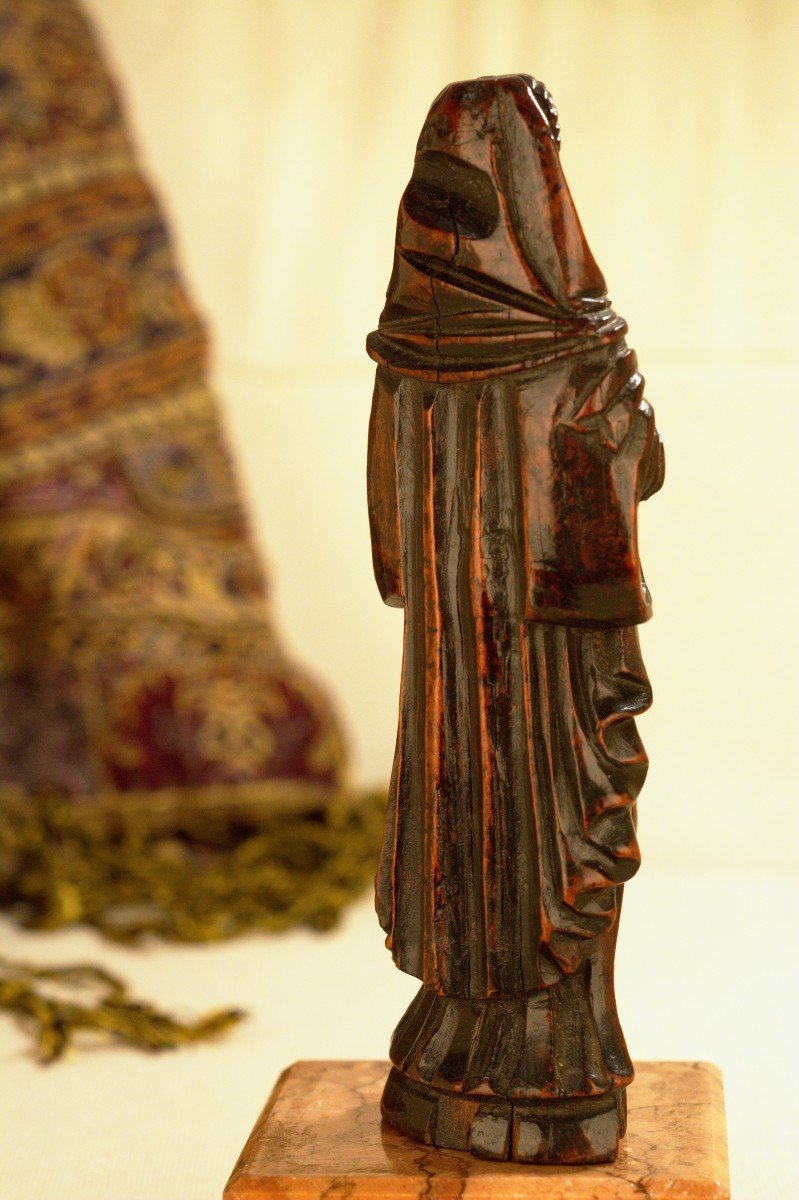 Statuette De La Vierge En Buis - XVIIe Siècle 17e - Haute Epoque-photo-2