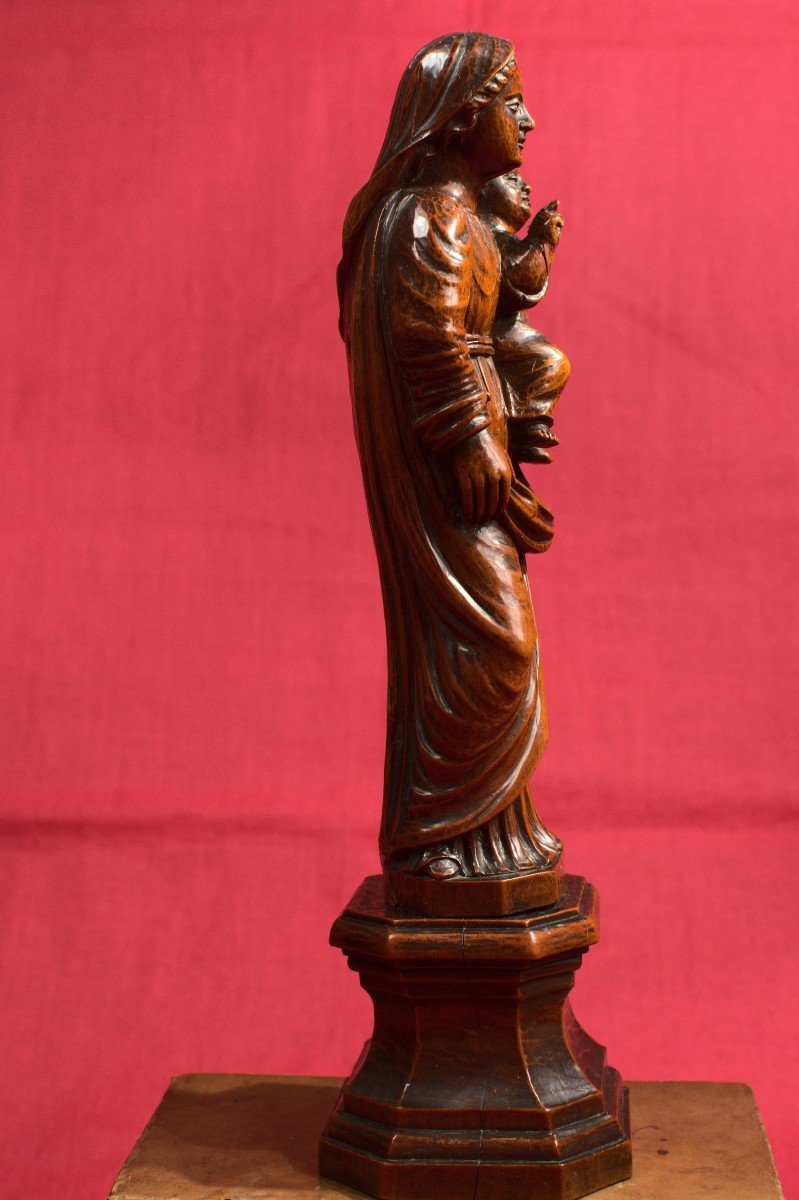 Vierge à l'Enfant – Statuette En Bois – XVIIIe Siècle 18e-photo-5