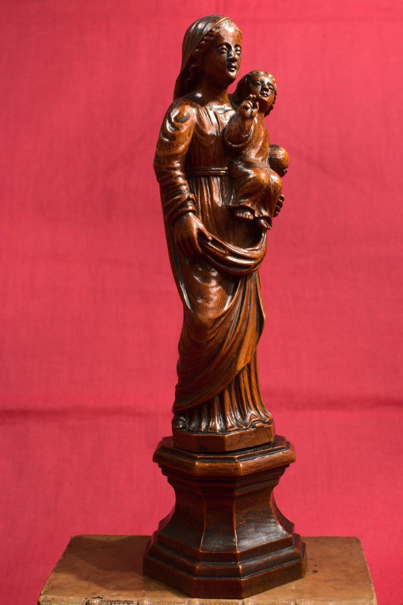 Vierge à l'Enfant – Statuette En Bois – XVIIIe Siècle 18e-photo-6