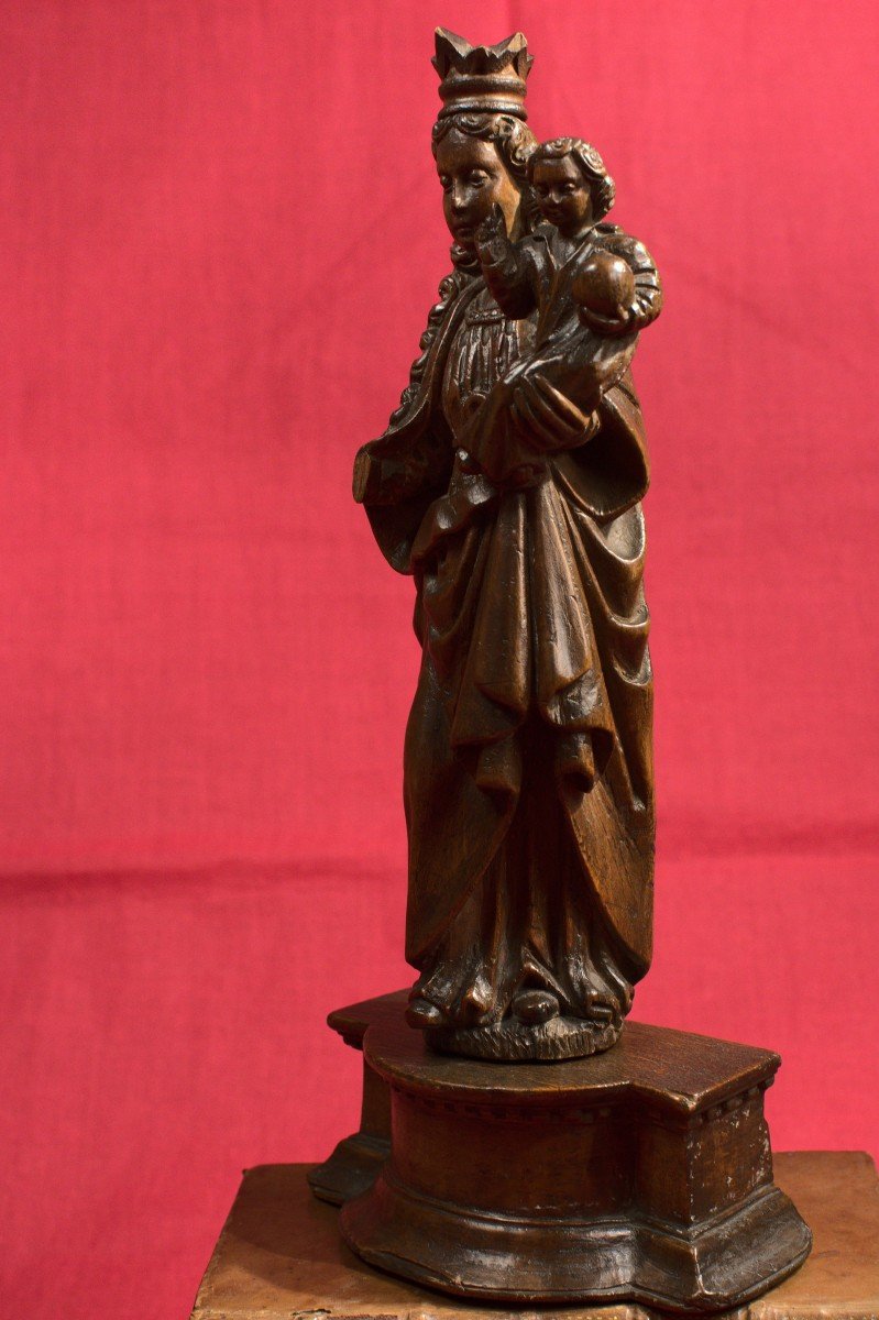 Madonna And Child – Wooden Statuette - 17th Century - Haute Epoque-photo-1