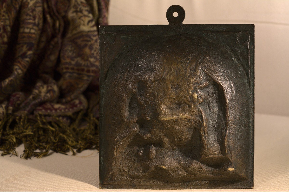 Plaquette En Bronze - Adoration Des Bergers - Crèche - Bas Relief -  XIXe Siècle - 19e siècle-photo-1