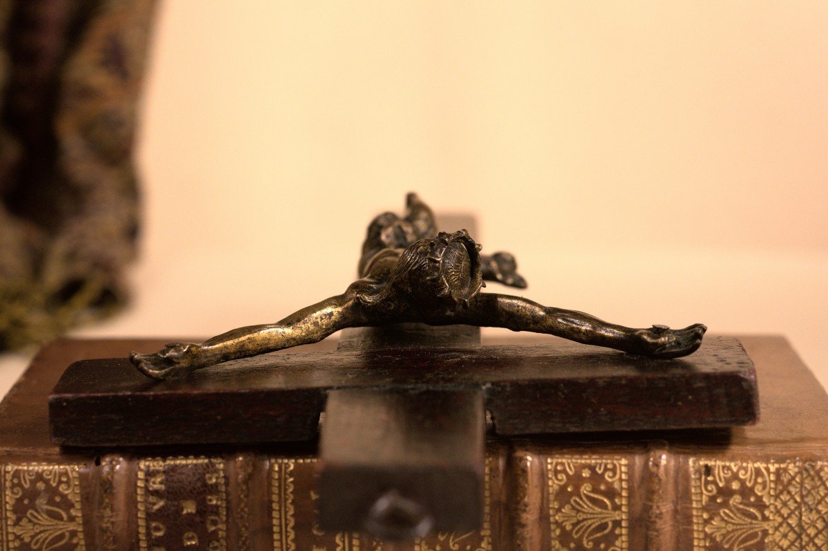 Christ Baroque En Bronze Doré - Crucifix - Croix - XVIIe Siècle 17e - Haute époque-photo-3