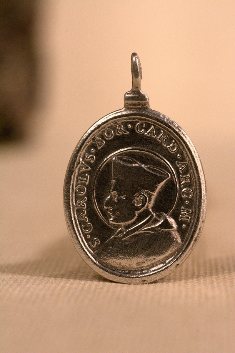 Solid Silver Medal - Holy House Of Loreto - Charles Borromeo - 17th Century - Haute Epoque-photo-2