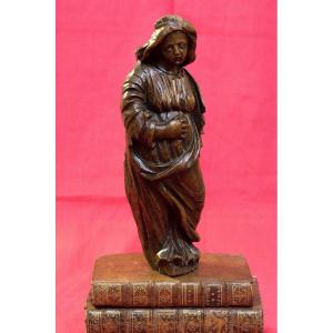 Statuette En Bois - Sainte Femme Ou Vierge - 17e XVIIe Siècle 17 - Statue Religieuse Sculpture