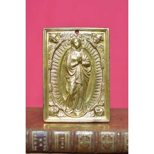 Gilded Bronze Plaquette - The Immaculate Conception - 17th Century - Haute Epoque Virgin Mary