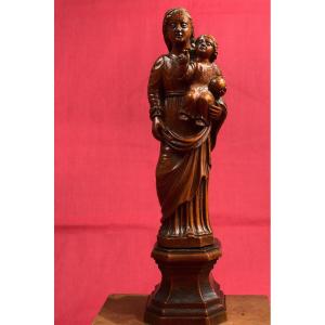 Madonna And Child – Wooden Statuette - 18th Century