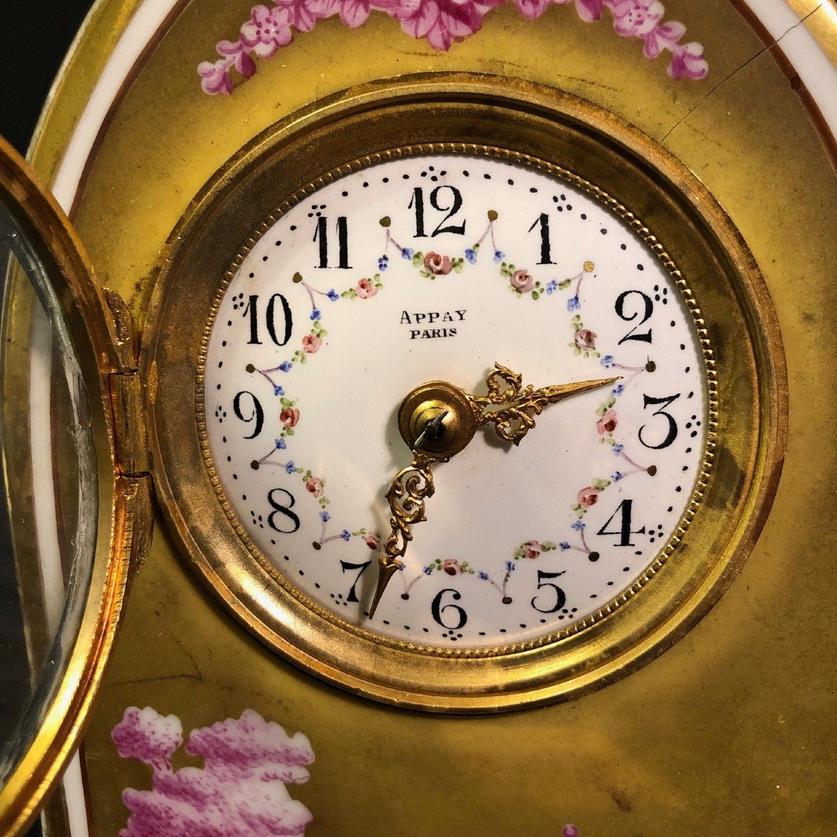 Porcelain Clock, Dial Signed Appay Paris, Marked On The Back "sèvres VII"-photo-1