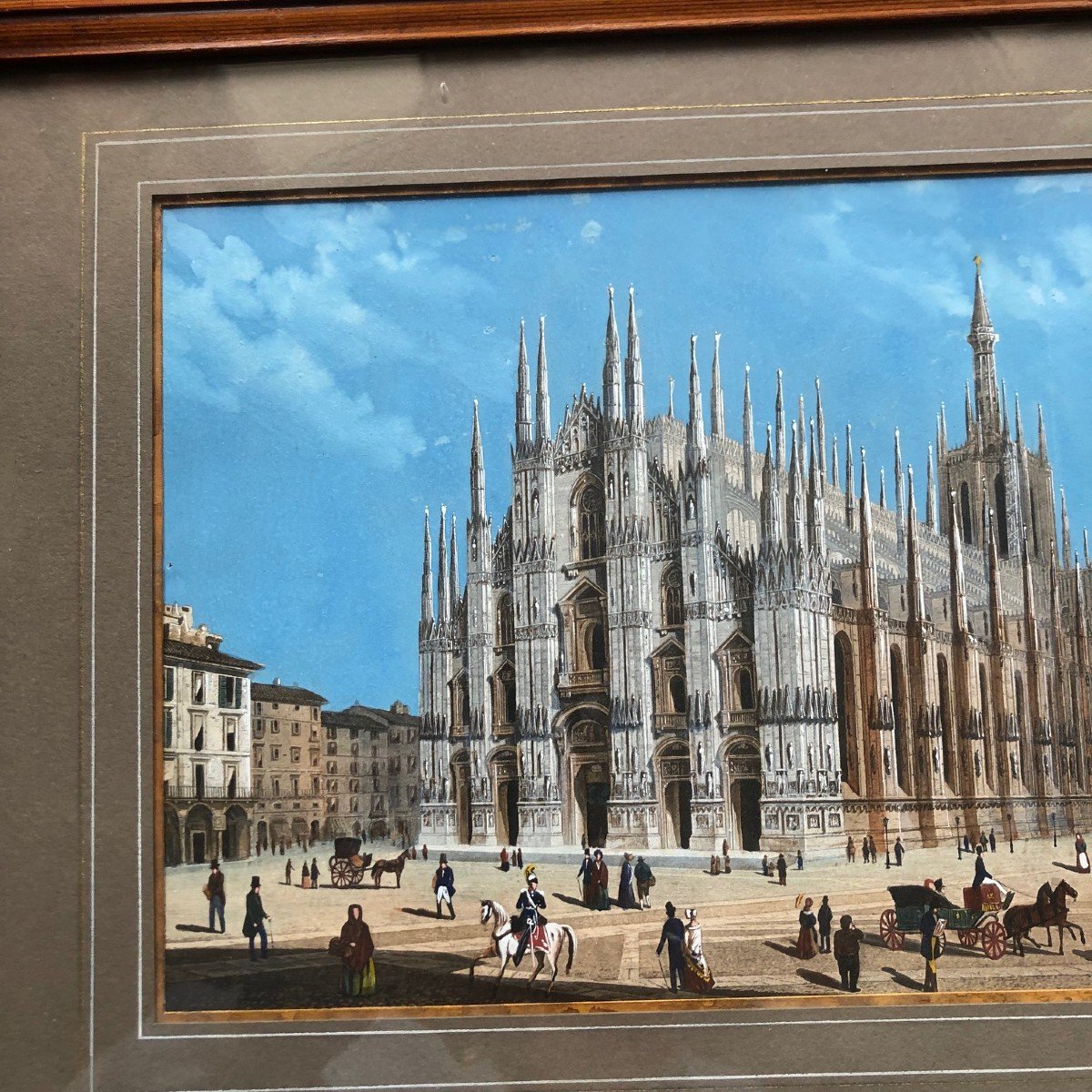 Gouache On Engraved Lines, Piazza Del Duomo In Milano, Italy-photo-3