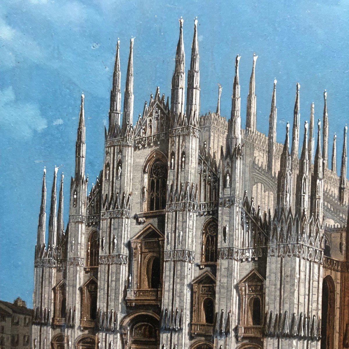 Gouache On Engraved Lines, Piazza Del Duomo In Milano, Italy-photo-6