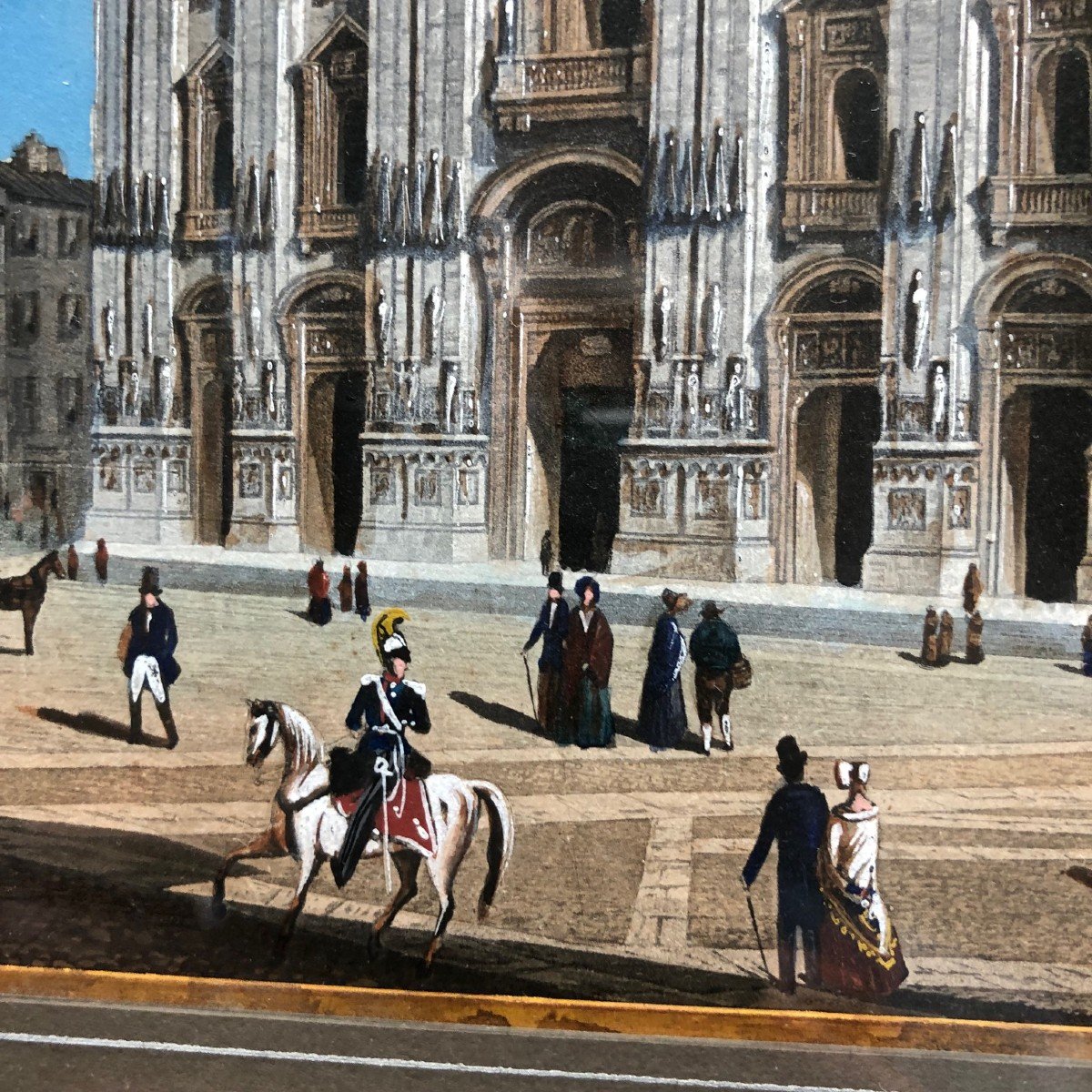 Gouache On Engraved Lines, Piazza Del Duomo In Milano, Italy-photo-8