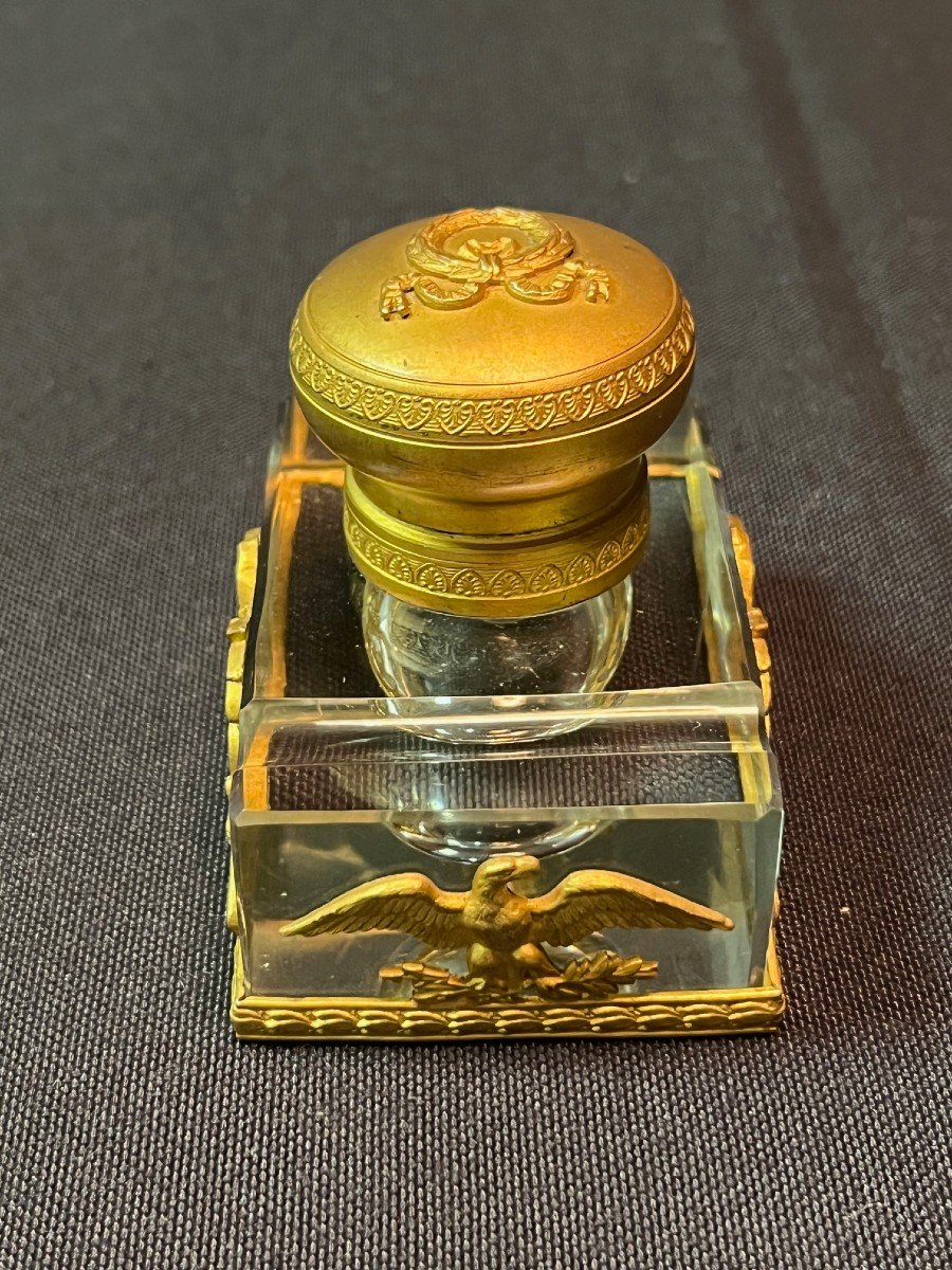 Small Crystal And Gilded Bronze Inkwell-photo-3