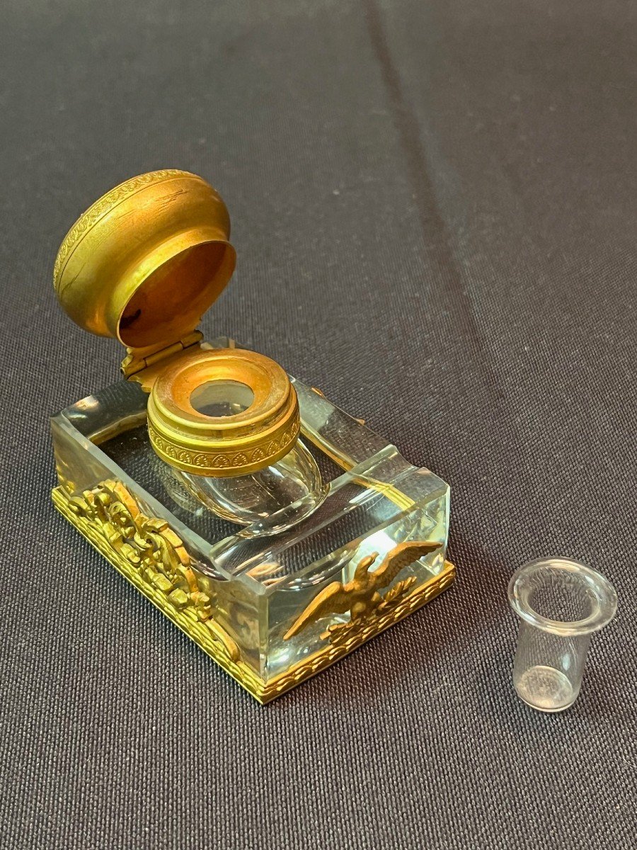 Small Crystal And Gilded Bronze Inkwell-photo-4