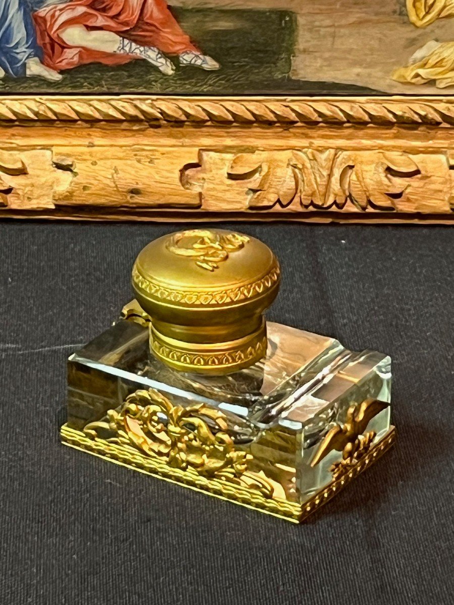 Small Crystal And Gilded Bronze Inkwell-photo-7